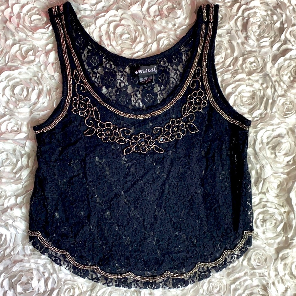 Beaded lace crop tank size small